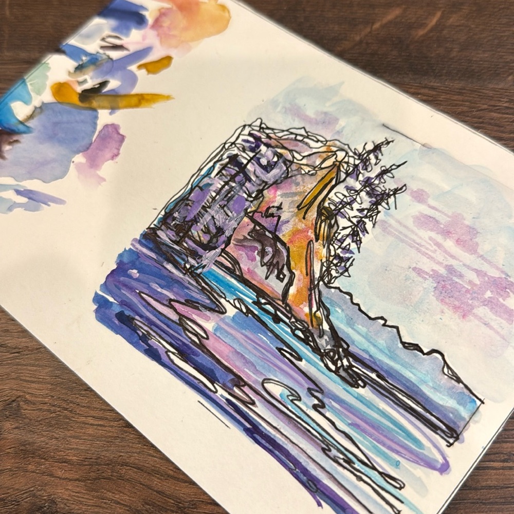 Coastal Landscape Mixed Media Art